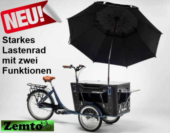 Elektro "Gastro" Lastenrad mit vielen Funktionen, 110 NM, 720 WH Akku, + großem Schirm
